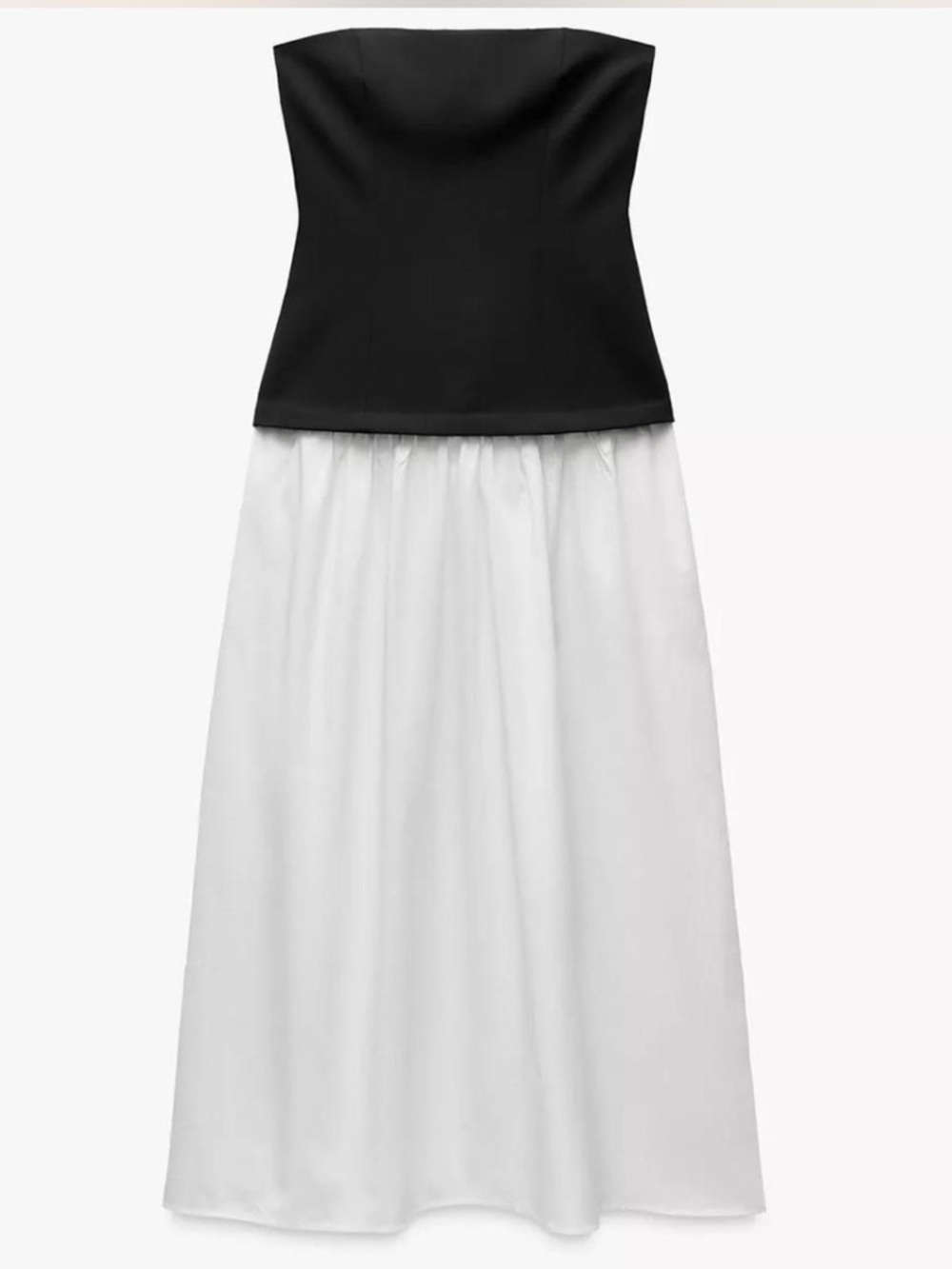 Zara Strapless Black Bodice with White Midi Skirt - Picture 3 of 4